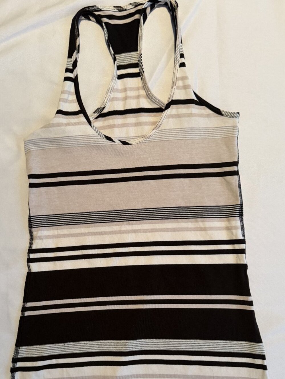 Lululemon Cool Racerback Tank Top Striped Black White Gray Racerback Size 8